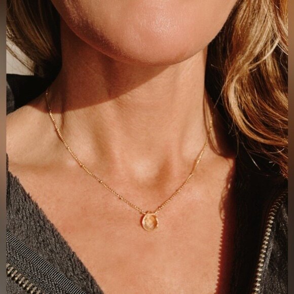 Citrine Pendant Necklace Gorgeous Everyday Necklace Waterproof Non-Tarnish Gold - Picture 11 of 12